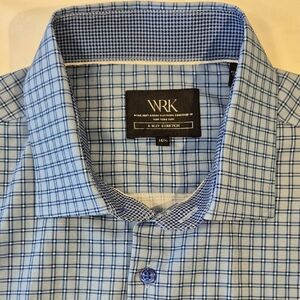 WRK Long Sleeve Work.Rest.Karma Blue Mens Dress Shirt. Size 16.5